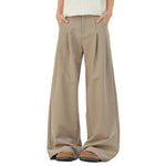 Premium Plain Pleated Seam Drape Wide Fit Stretch Pants
