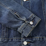 Unisex Commuter Workwear Style Single-breasted Lapel Straight Denim Jacket