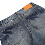 Rivet Lightning Pattern Micro Flare Vintage Denim Jeans