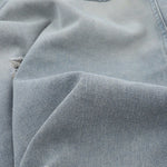 Unisex Retro Distressed Ripped Washed Denim Jacket with Hood