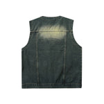 V-Neck Utility Denim Cargo Vest