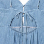 Falda vaquera con bordado de perlas y lavado vintage