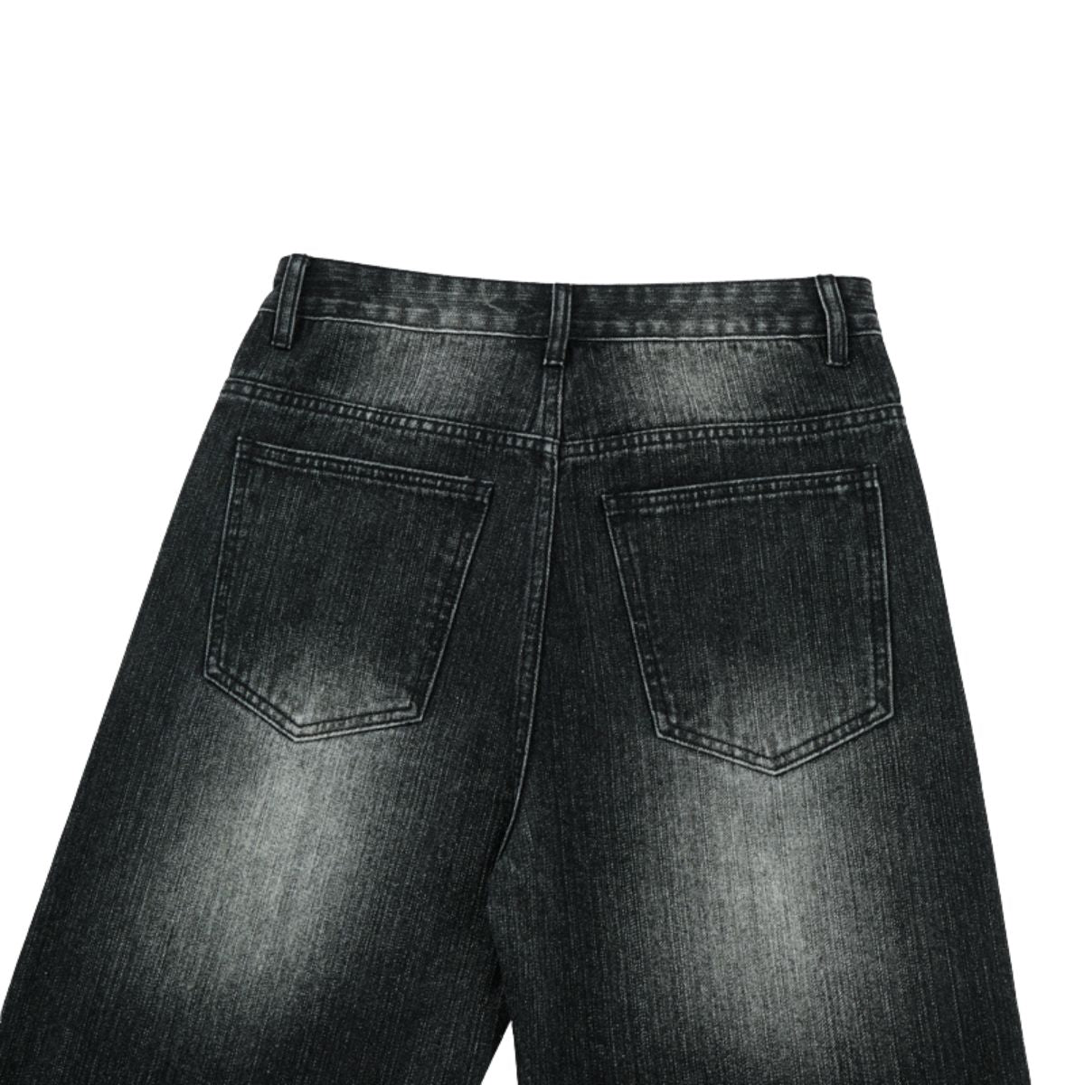 Vintage Washed Black Wide‑Leg Jeans