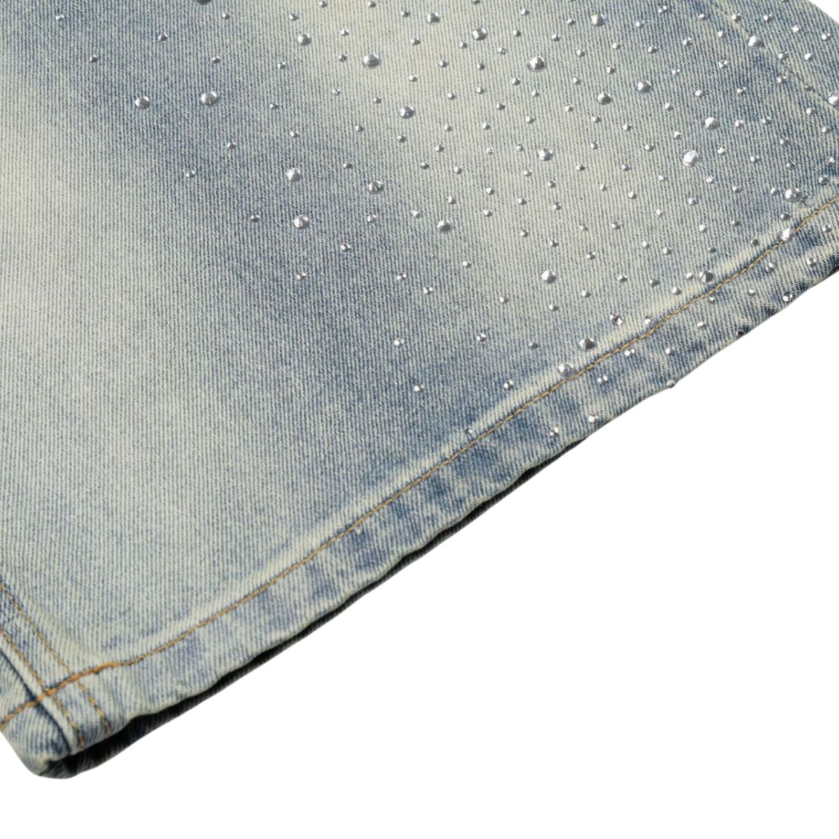 Rhinestone Washed Flare Jeans