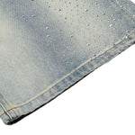 Rhinestone Washed Flare Jeans