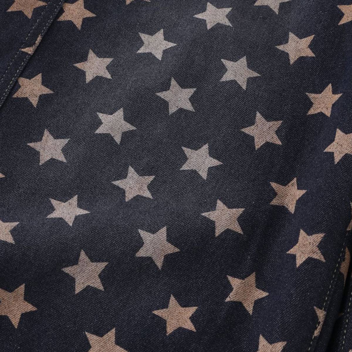 Vintage Star Print Loose Wide-Leg Denim Pants