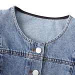 Falda vaquera con bordado de perlas y lavado vintage