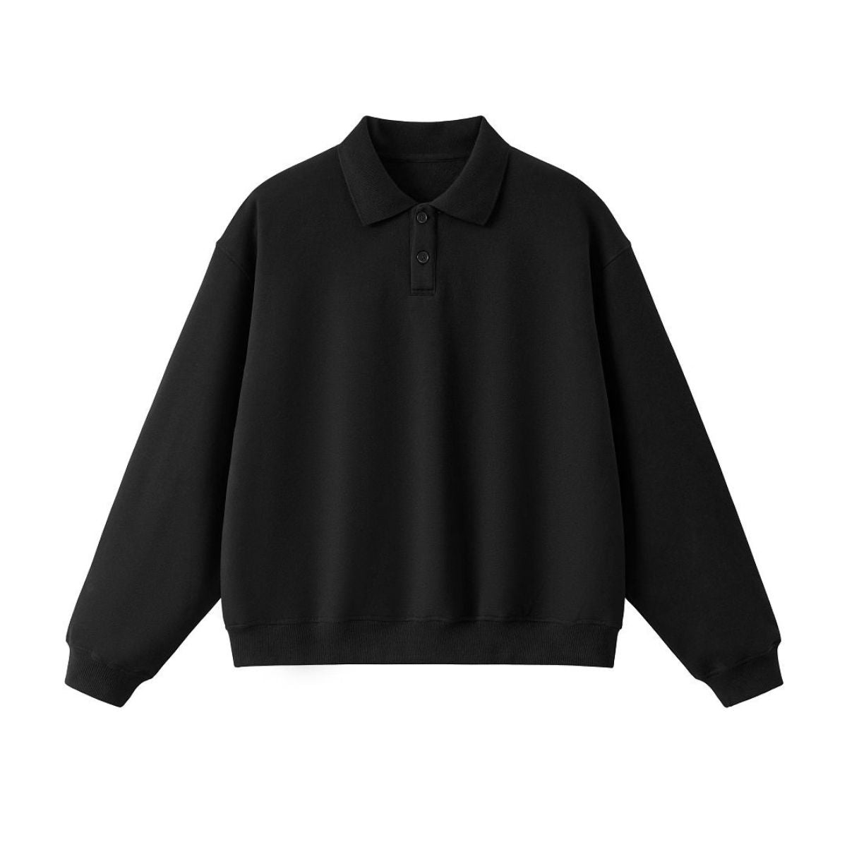 Old Money Cropped Polo Collar Fleece Sweatshirt