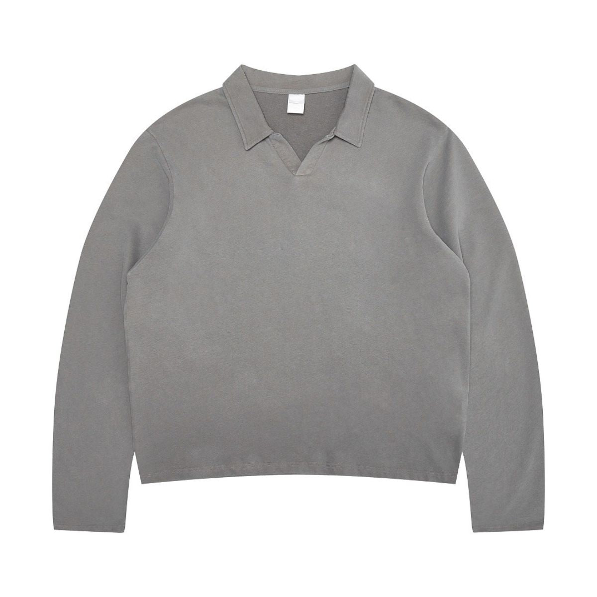Seagull‑Collar Polo Vintage Washed Half‑Placket Sweatshirt