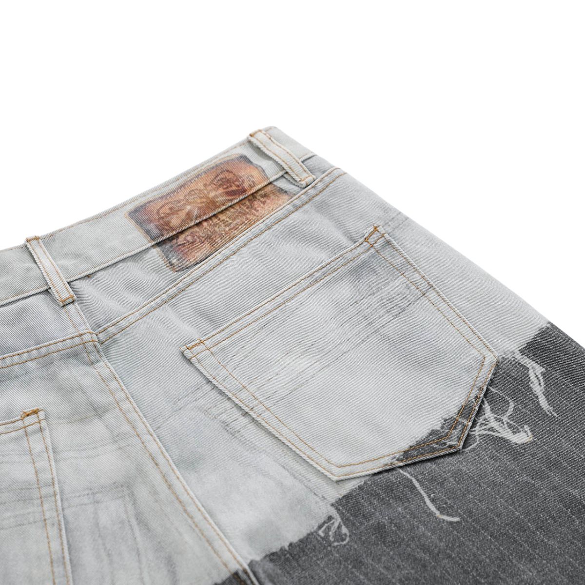 Streetwear Deconstructed Panel Stripe Flare Jeans
