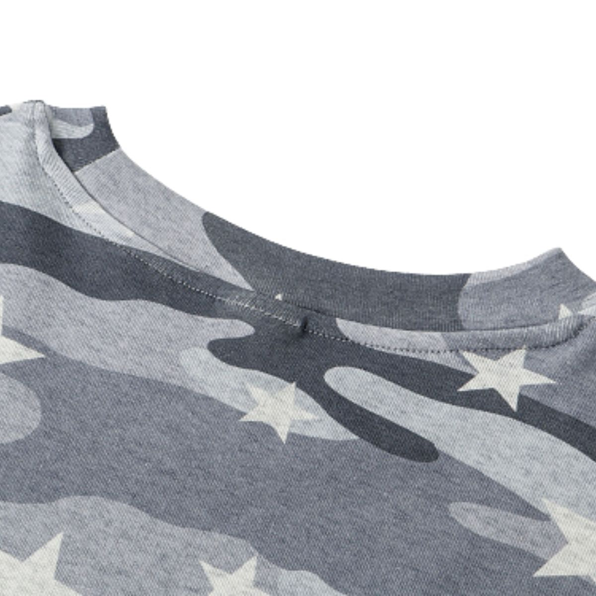 Star Camo Cropped Slim Fit Long Sleeve Layering Base Top