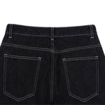 Contrast Stitch Black Wide-Leg Jeans