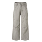 Vintage Washed Workwear Wide-Leg Relaxed Cargo Pants