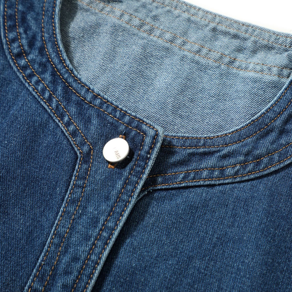 Button-Front Boxy Denim Vest