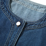 Button-Front Boxy Denim Vest