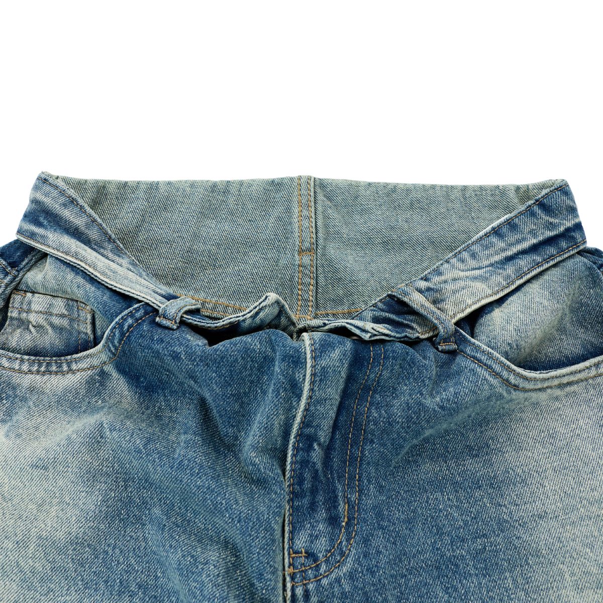 Fold Waist Wide Leg Jeans