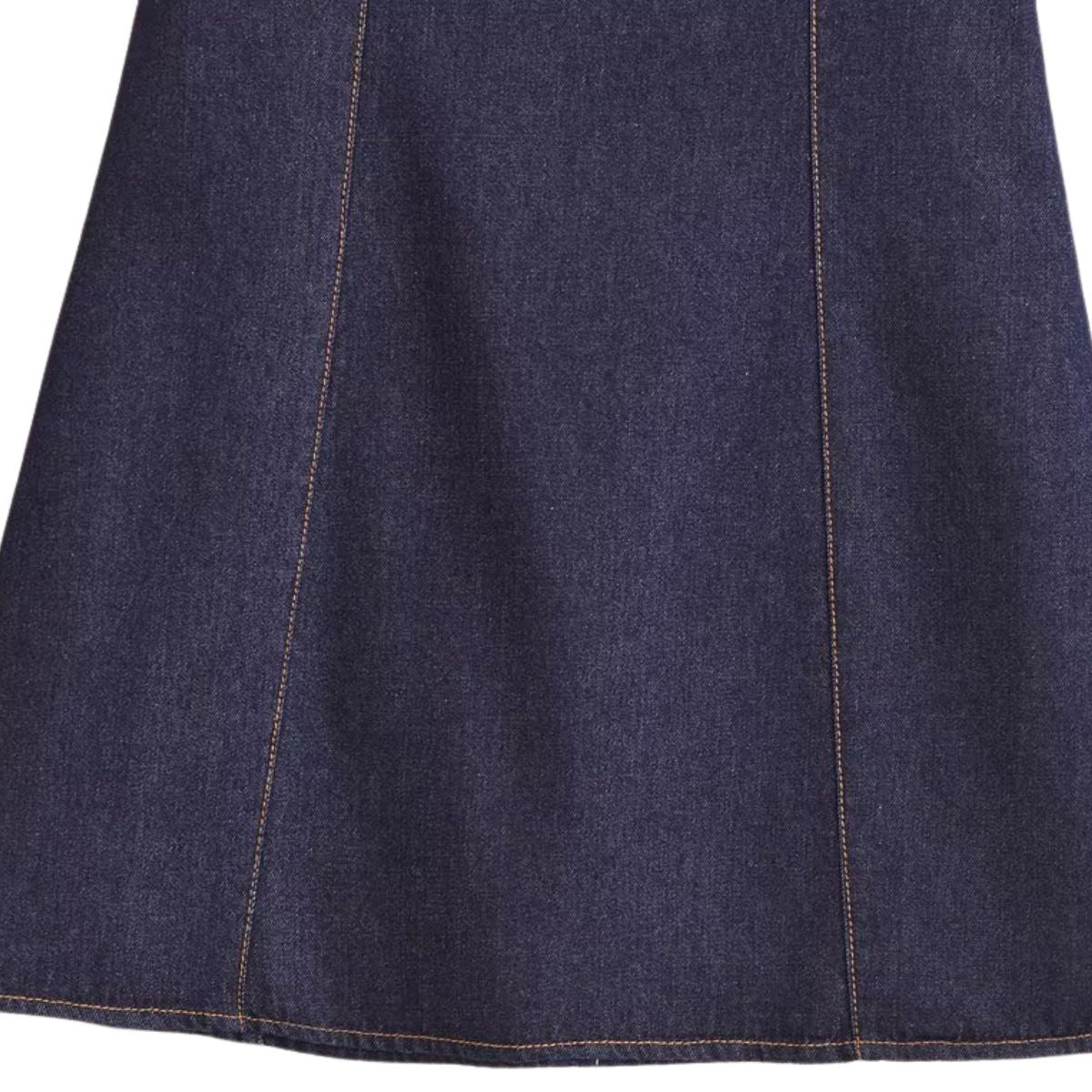 Falda vaquera con bordado de perlas y lavado vintage