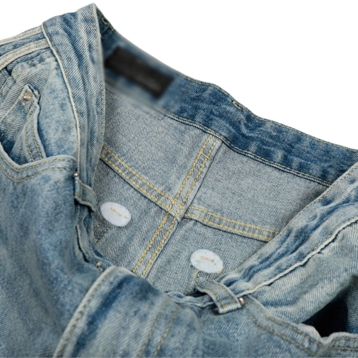 Men's Washed Distressed Denim Pants Vintage American Loose Wide Leg