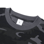 Men's Camouflage Waffle Crew Neck Loose Fit Tee Shirt