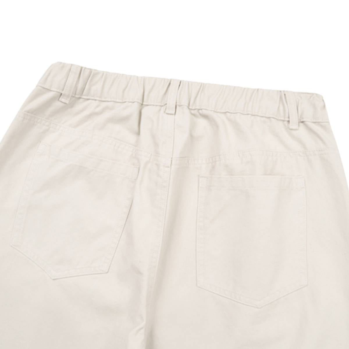 Pantalones de algodón con pierna ancha y color liso