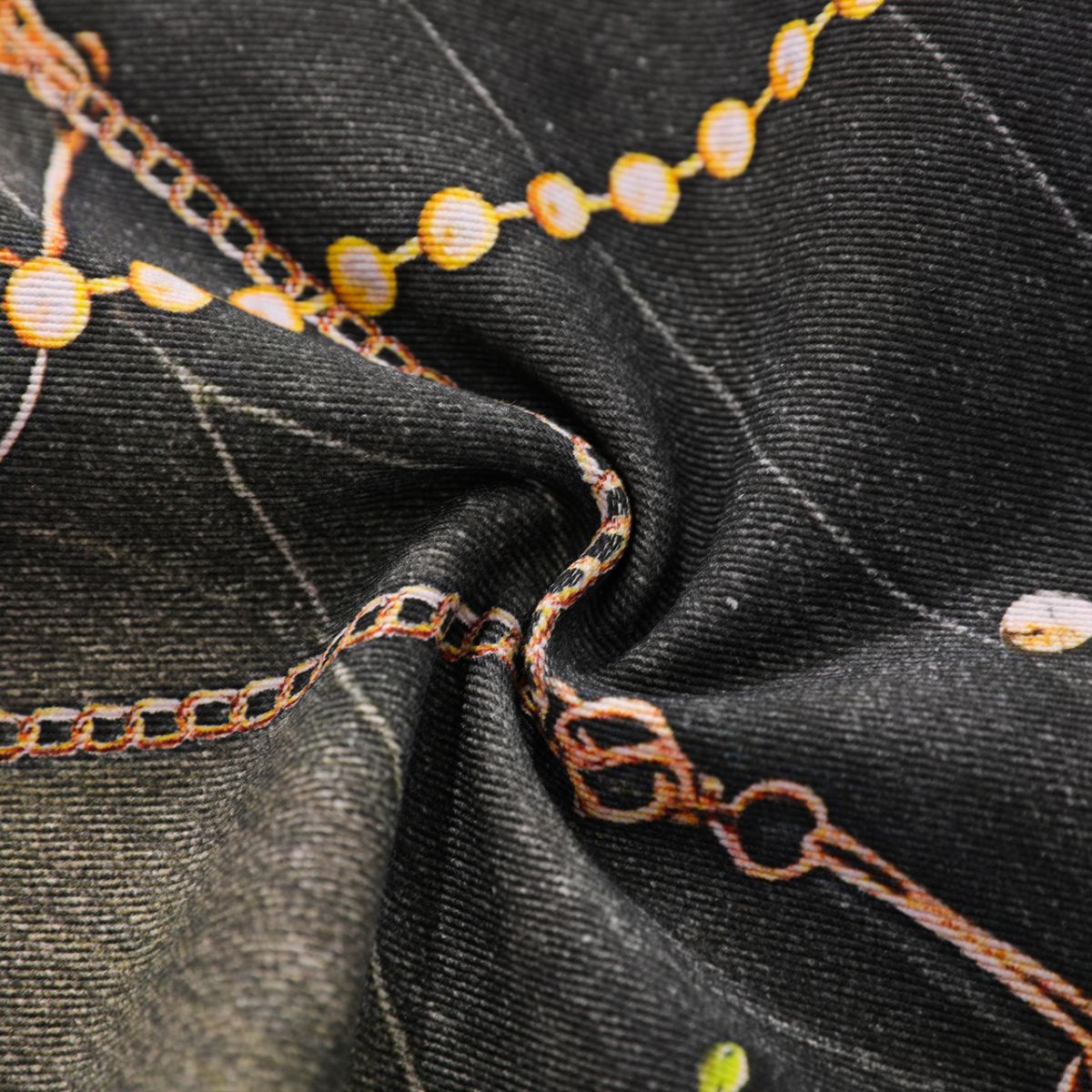 Vintage Washed Chain Graphic Straight Leg Jeans