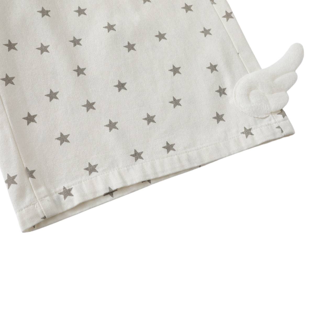 Washed Star Print Wing Detail Relaxed Wide-Leg Cropped Denim Pants