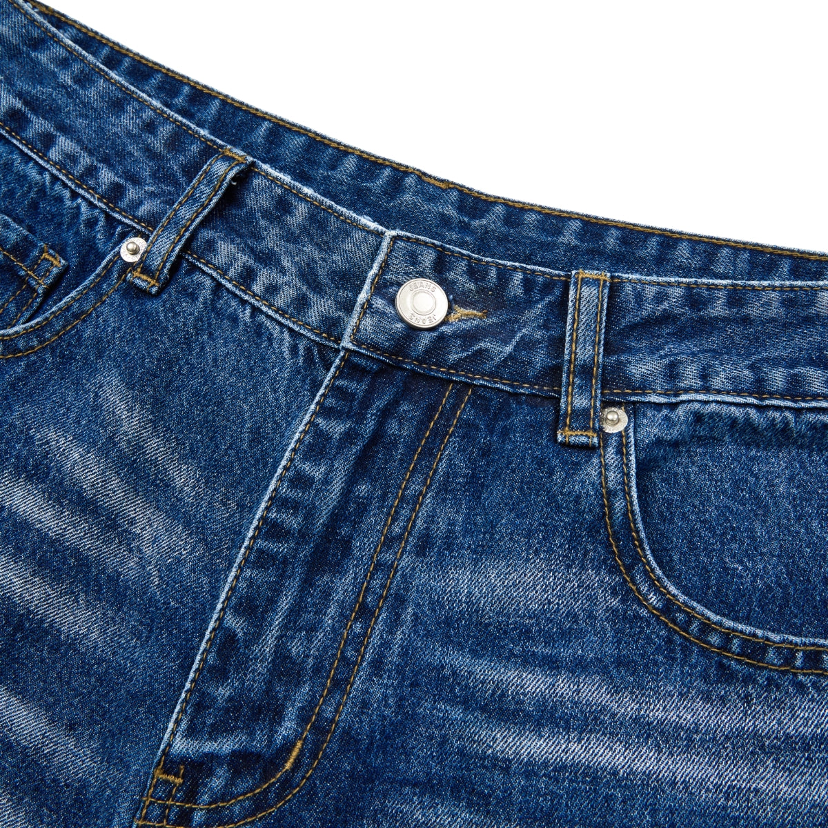 Washed Indigo Relaxed Fit Utility Denim Shorts