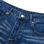 Washed Indigo Relaxed Fit Utility Denim Shorts