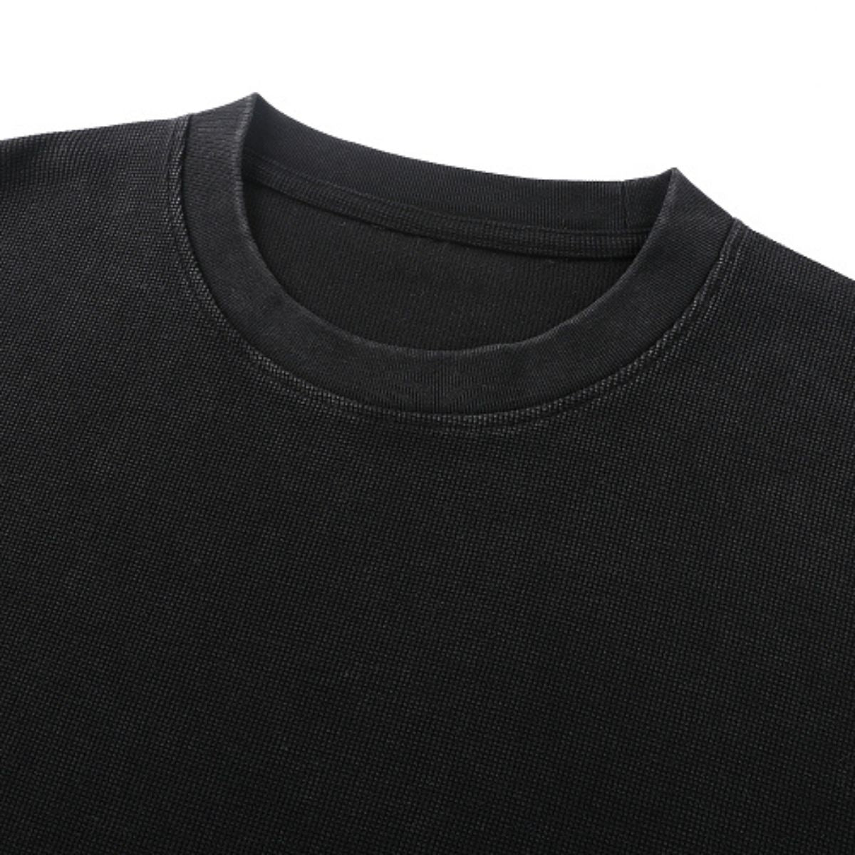 Heavyweight Washed Waffle Cotton Long Sleeve Tee 340G