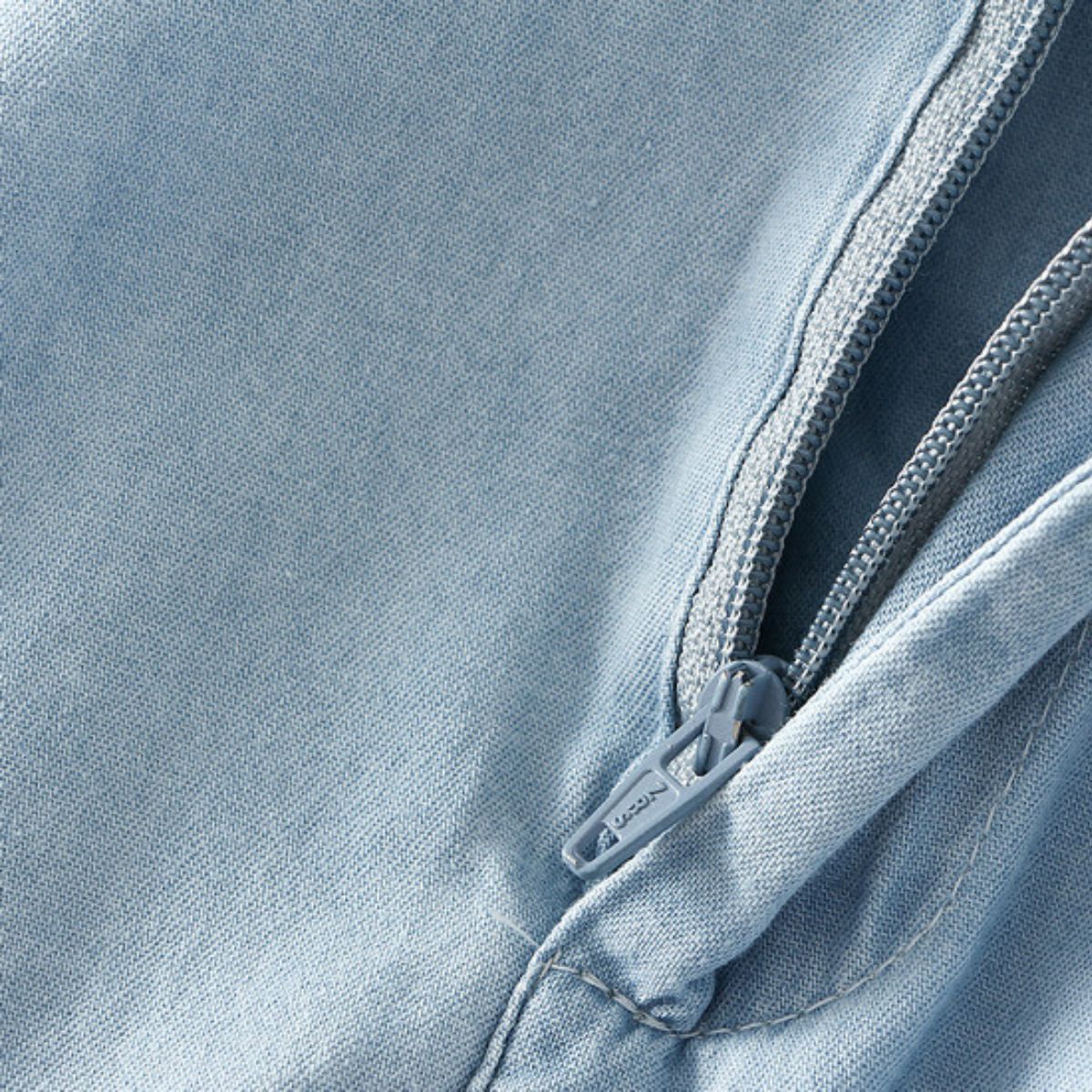 Lightweight Denim Midi Pleated Skirt