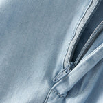 Lightweight Denim Midi Pleated Skirt