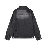 Relaxed Faded Denim Ripped Jacket