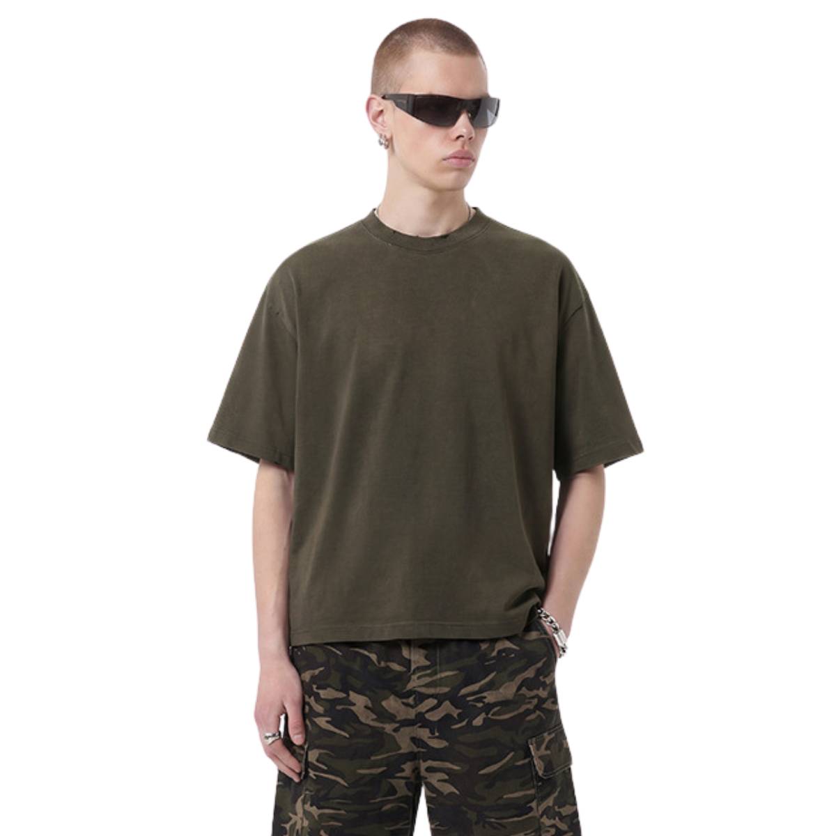 Camiseta desteñida con lavado a la piedra de 7.5 oz