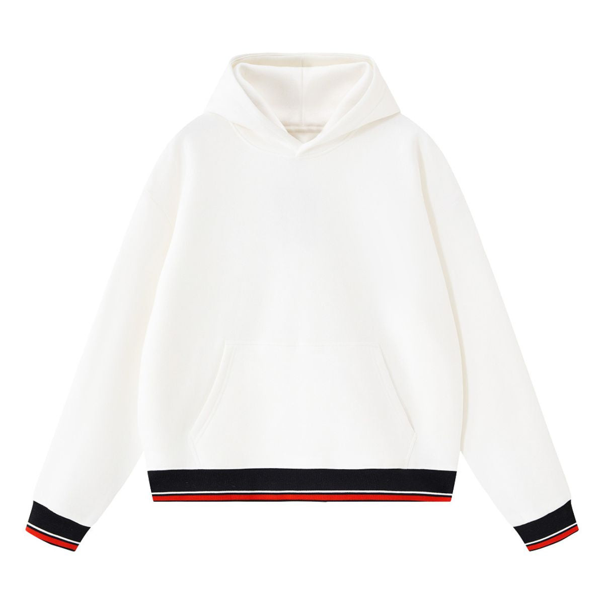 Color‑Block Ribbed Loose Warm Hoodie