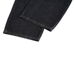 Faded Crackle Wash Baggy Curved Leg Denim Jeans