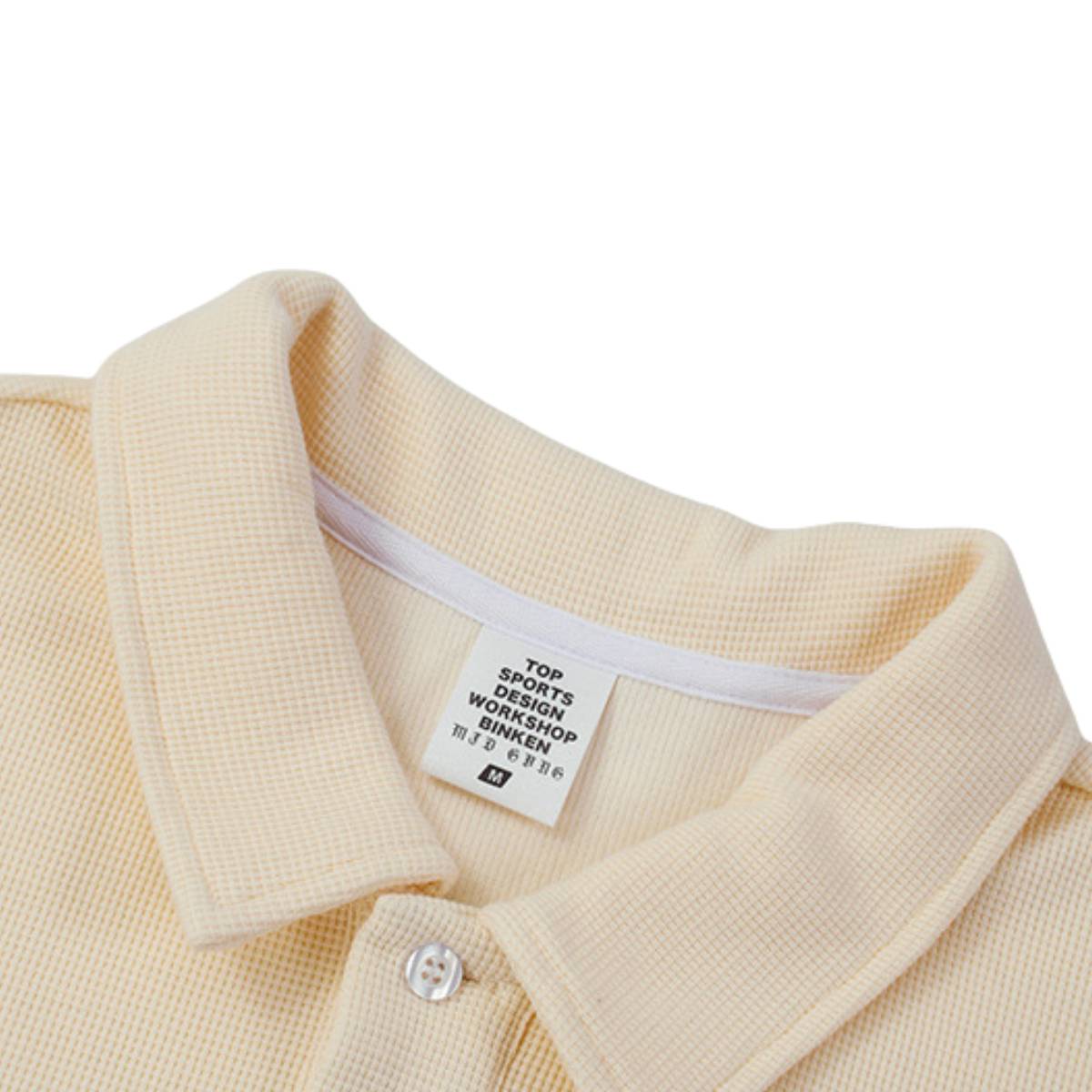 Waffle Knit Lapel Polo T Shirt