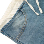 Double Waistband Washed Denim Mini Skirt