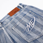 Vintage Washed Striped Denim Bermuda Shorts
