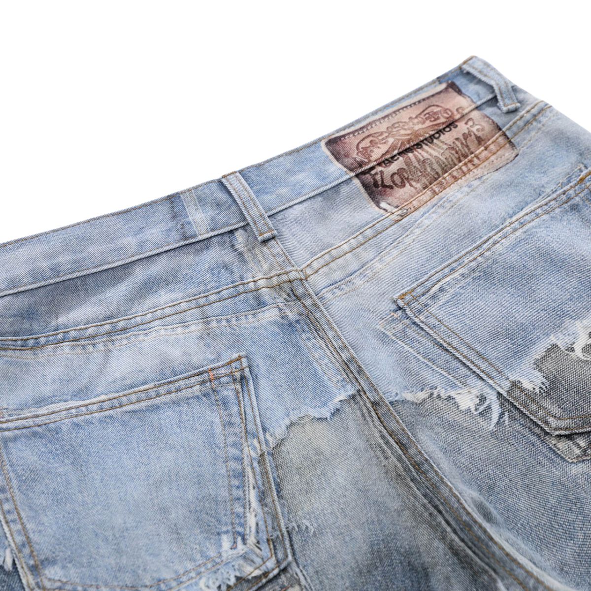 Graphic Printed Distressed Straight Leg Jeans
