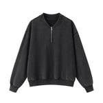 Washed Overdye Half‑Zip Metal Zipper Crew Neck Sweatshirt