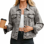 Women's Slim Fit Button Front Western Denim Jacket
