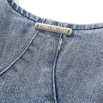 Falda vaquera con bordado de perlas y lavado vintage