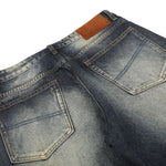 Washed Whiskering Micro Flare Vintage Denim Jeans