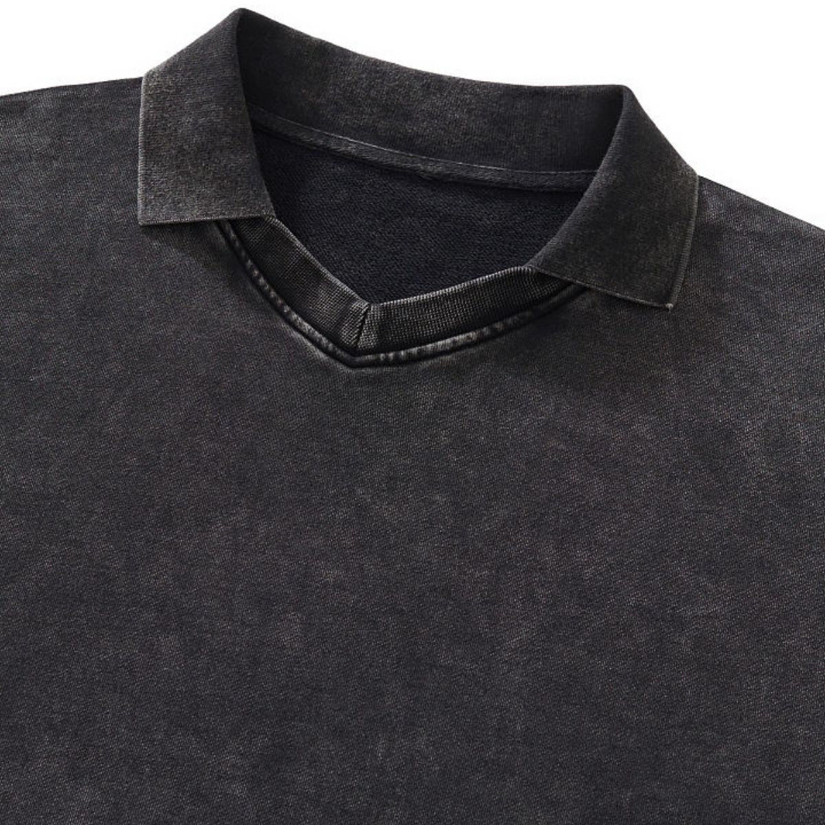 Boxy‑Fit Small V‑Neck Polo Cotton Sweatshirt