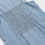 Light Blue Button-Front Denim Maxi Dress