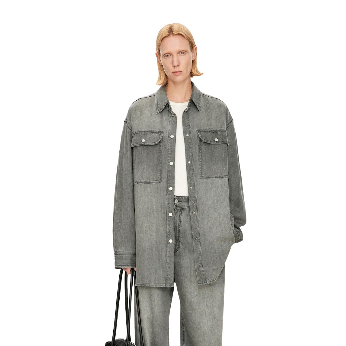 Vestido midi vaquero sin mangas con botones y aberturas en la parte delantera