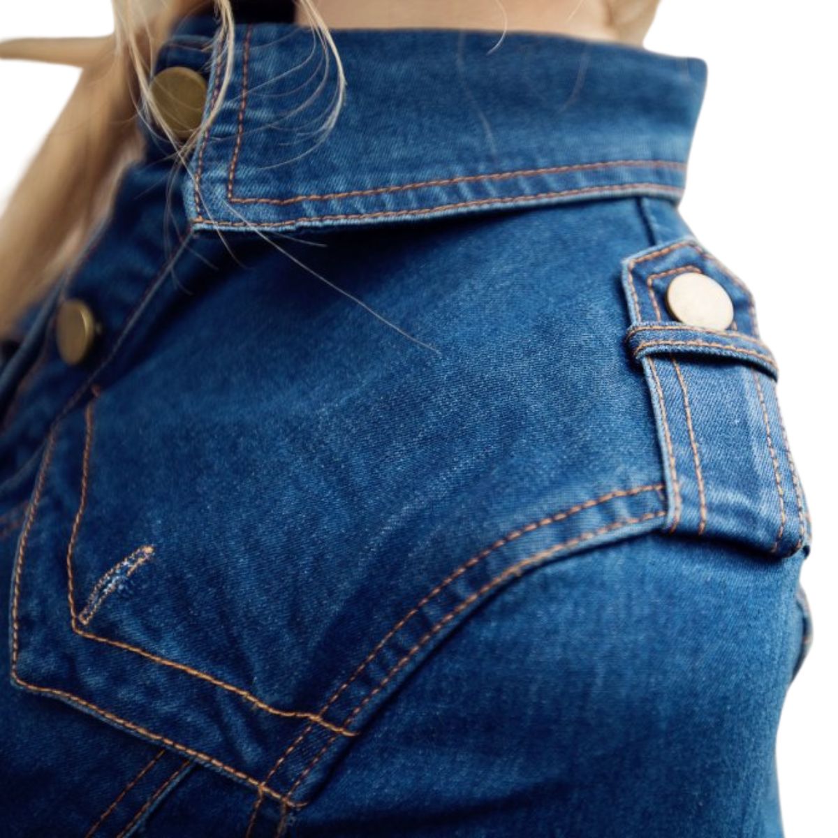 Long-Sleeve Button-Front Denim Midi Dress