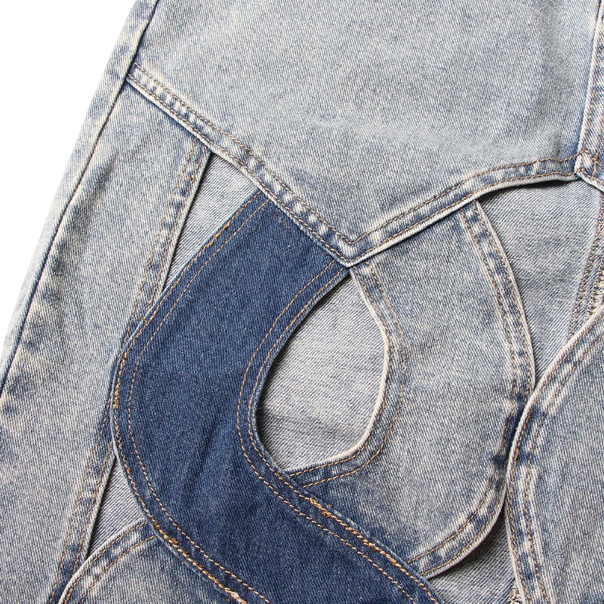 Women's Cut-Out Denim Midi Skirt