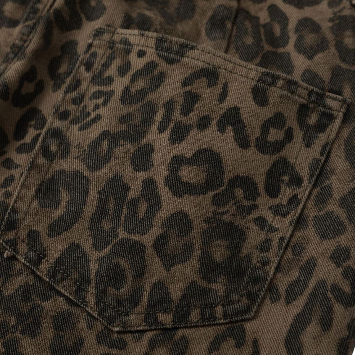 Vintage Leopard Print Loose Straight Leg Cargo Pants