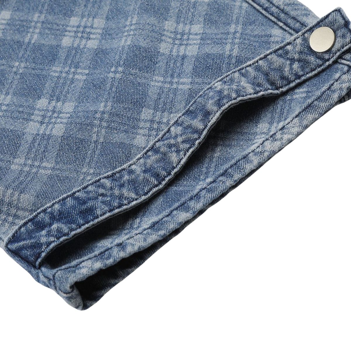 Washed Vintage Plaid Relaxed Retro Denim Jeans
